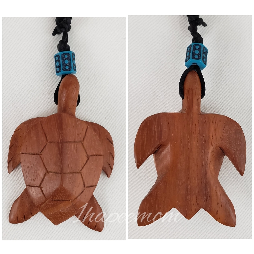 Necklace Carved Turtle Adjustable Silk Cord - Picture 2 of 7